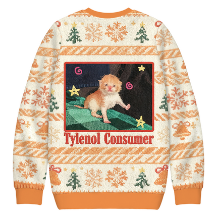 Uglysweatershops Tylenol Cat Meme Christmas Ugly Sweatshirt