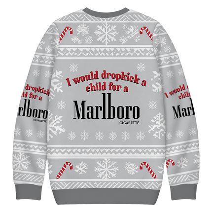 Uglysweatershops I Would Dropkcik A Child White Christmas Ugly Sweatshirt