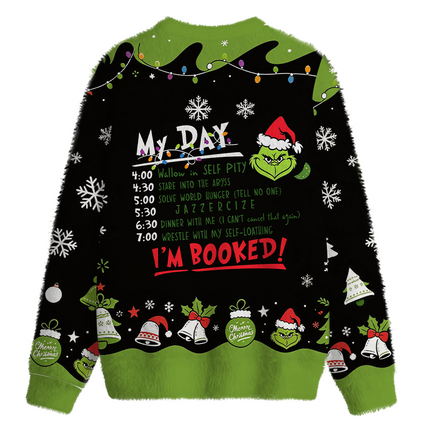 Uglysweatershops My Day I'm Booked Fuzzy Christmas Ugly Sweatshirt