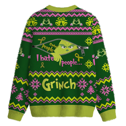 Uglysweatershops I Hate People Fuzzy Christmas Ugly Sweatshirt