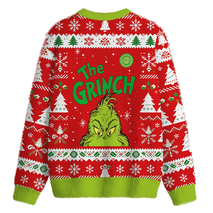 Uglysweatershops Green Funny Fuzzy Christmas Ugly Sweatshirt
