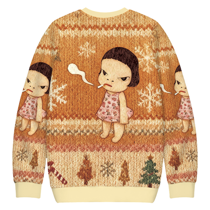 Uglysweatershops Smoking Girl Christmas Ugly Sweatshirt