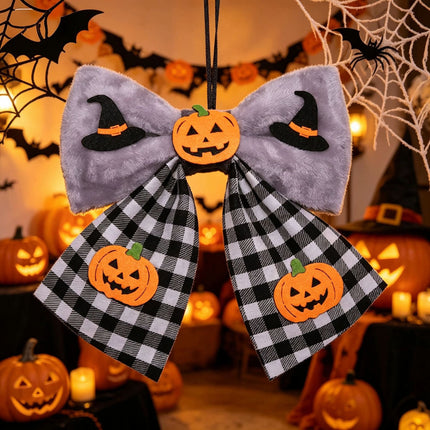 Uglysweatershops Halloween Plush Fabric Big Bow Pendant Decoration
