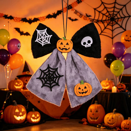 Uglysweatershops Halloween Plush Fabric Big Bow Pendant Decoration