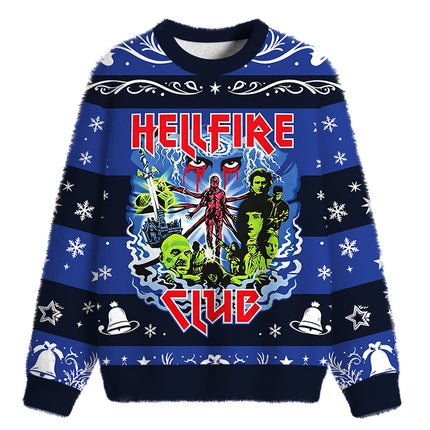 Uglysweatershops Retro Metal Style Fuzzy Christmas Ugly Sweatshirt