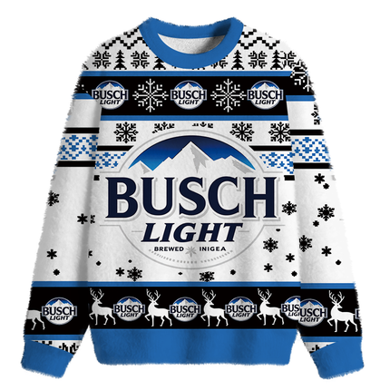 Uglysweatershops Busch Vintage Fuzzy Christmas Ugly Sweatshirt