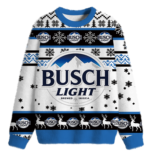 Uglysweatershops Busch Vintage Fuzzy Christmas Ugly Sweatshirt