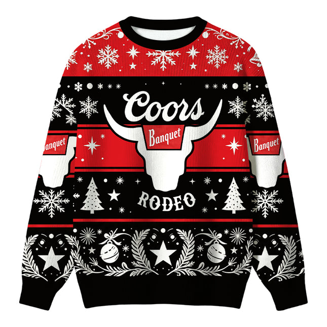 Uglysweatershops West Cow Skull Christmas Ugly Sweater