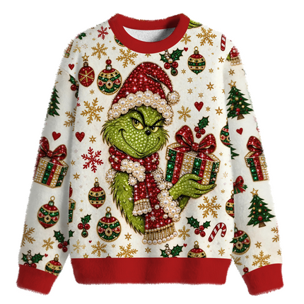 Uglysweatershops Christmas 2026 Fuzzy Christmas Ugly Sweatshirt