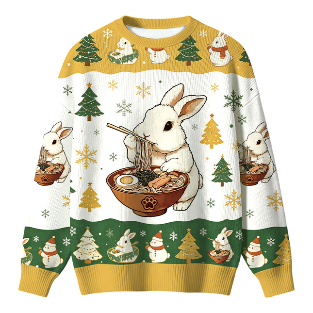 Uglysweatershops Bunny:One More Bowl Christmas Ugly Sweater