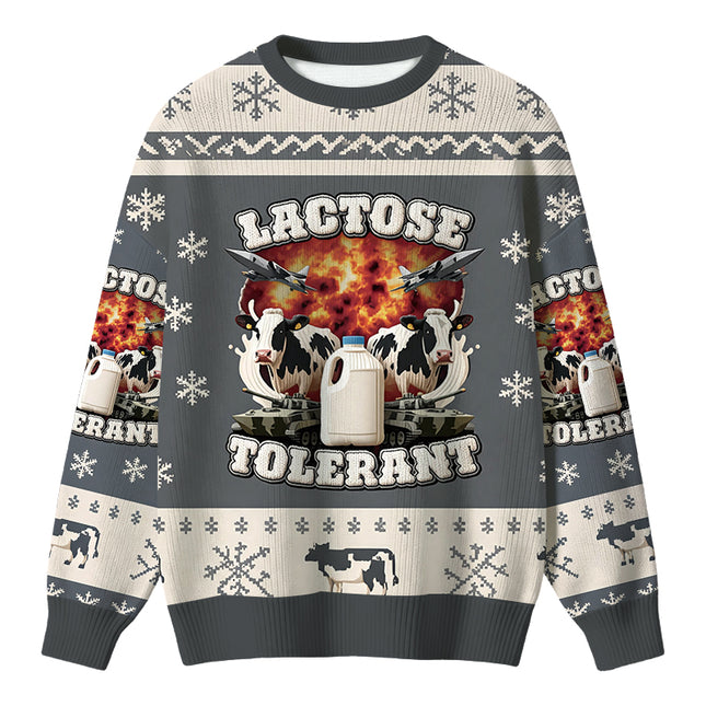 Uglysweatershops Lactose Tolerant Funny Meme Christmas Ugly Sweater