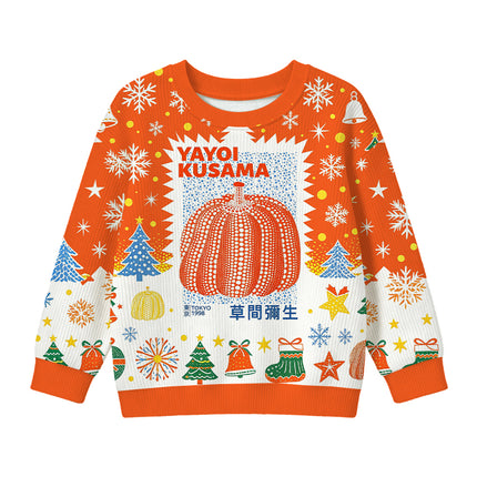 Uglysweatershops Blue Orange Pumpkin Kids Ugly Sweater
