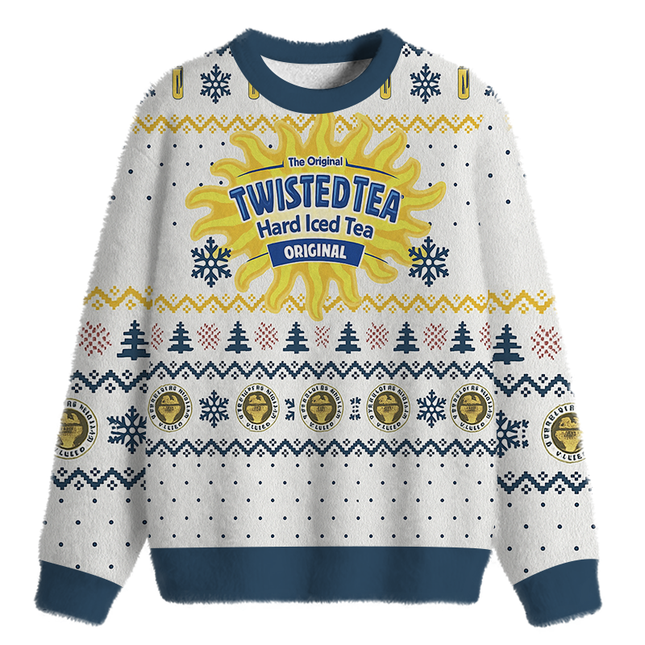 Uglysweatershops Hard Tea Fuzzy Christmas Ugly Sweatshirt