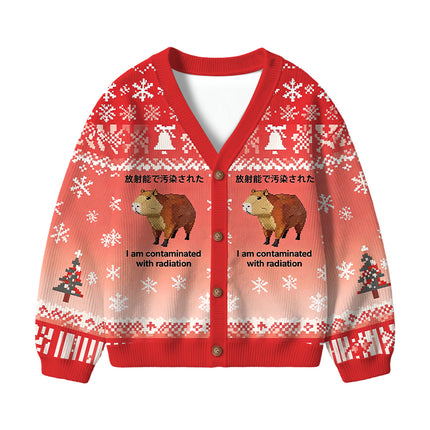 Uglysweatershops Capybara Contaminated By Radiation Kids Ugly Cardigan Sweater
