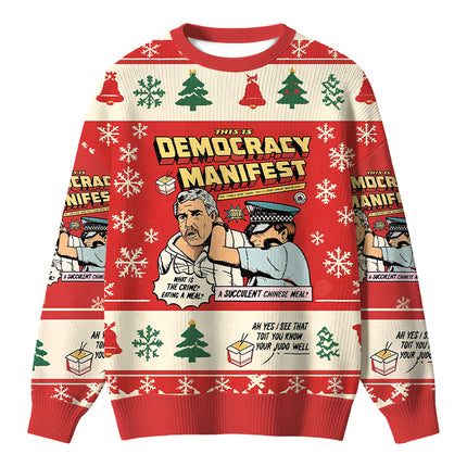 Uglysweatershops This is Democracy Christmas Ugly Sweater