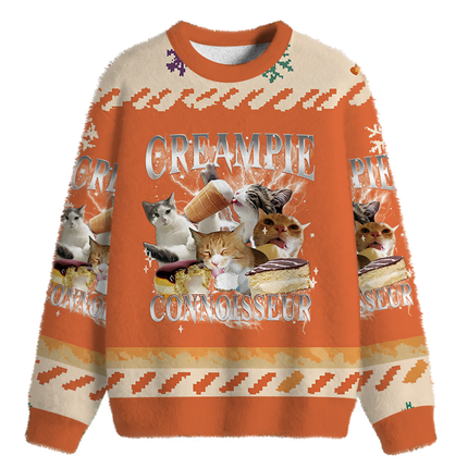 Uglysweatershops Creampie Connoisseur Meme Fuzzy Christmas Ugly Sweatshirt