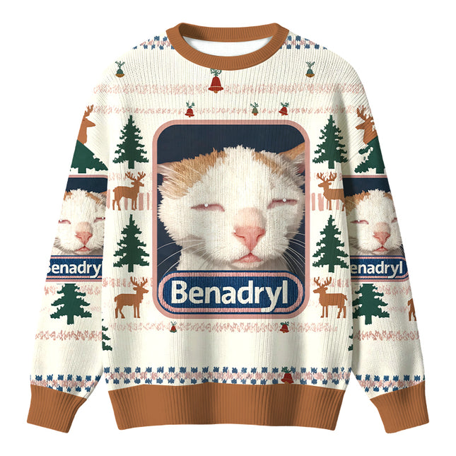 Uglysweatershops Drowsy Cat Meme Funny Christmas Ugly Sweater