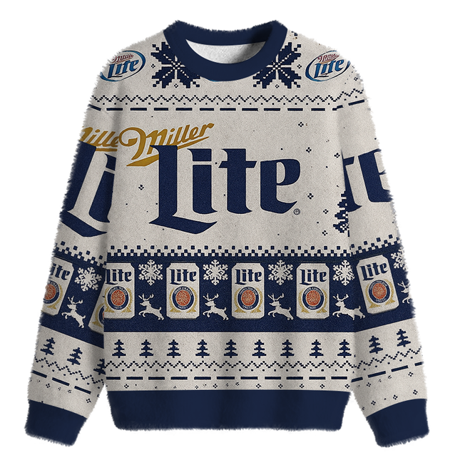 Uglysweatershops Blue Lite Fuzzy Christmas Ugly Sweatshirt