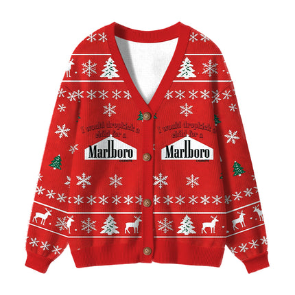Uglysweatershops I Would Dropkcik A Child Red Ugly Cardigan Sweater
