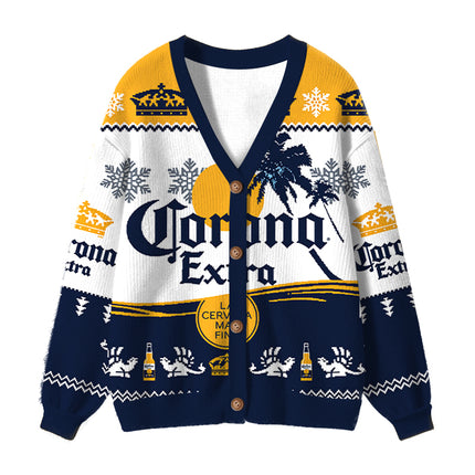 Uglysweatershops Blue Vintage Ugly Cardigan Sweater