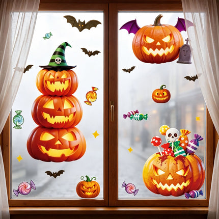 Uglysweatershops Halloween 3-Pack Bat Pumpkin Ghost Glass Window Sticker