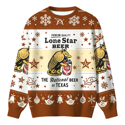 Uglysweatershops Texas Brew Armadillo Christmas Ugly Sweater