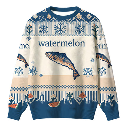 Uglysweatershops Watermelon Fish Christmas Ugly Sweater