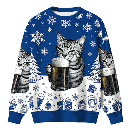 Uglysweatershops Cheers With The Cat Christmas Ugly Sweater
