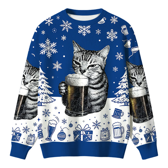 Uglysweatershops Cheers With The Cat Christmas Ugly Sweater