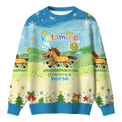 Uglysweatershops Powered Horse Christmas Ugly Sweater