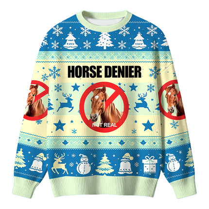 Uglysweatershops Horse Denier Funny Horses Christmas Ugly Sweater