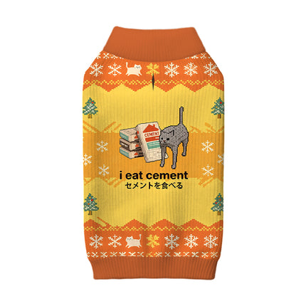 Uglysweatershops I Eat Cement Yellow Dog & Cat Pet Sweater
