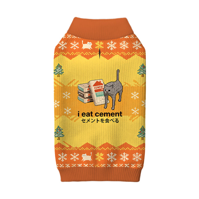 Uglysweatershops I Eat Cement Yellow Dog & Cat Pet Sweater