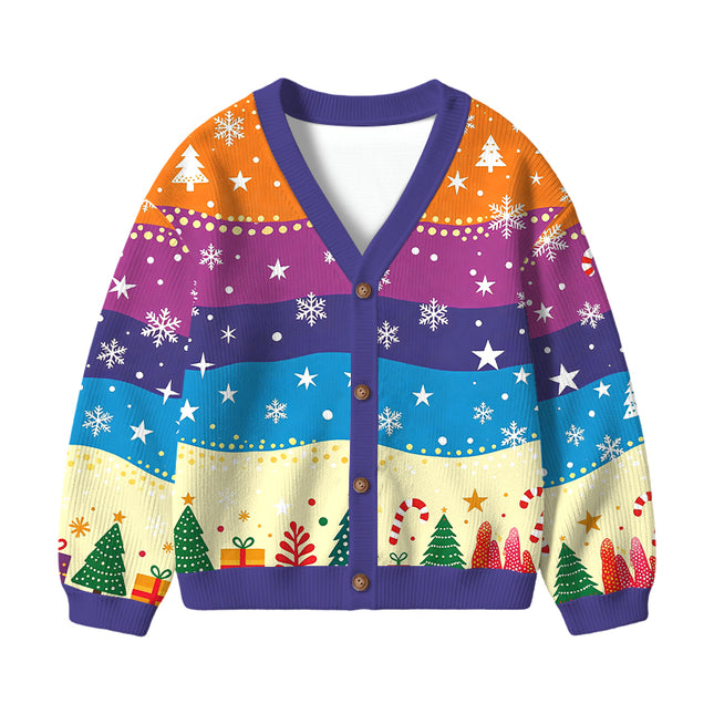 Uglysweatershops Tropical Fish Kids Ugly Cardigan Sweater