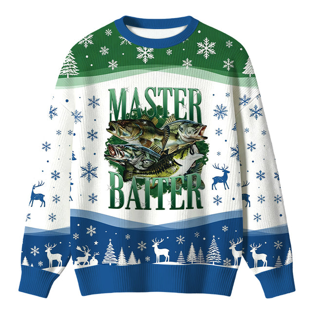 Uglysweatershops Master Baiter Retro Christmas Ugly Sweater