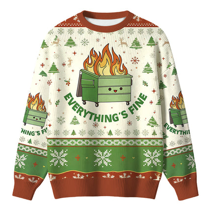 Uglysweatershops Everything is Fine Christmas Ugly Sweater