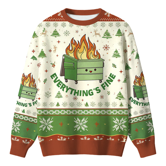 Uglysweatershops Everything is Fine Christmas Ugly Sweater