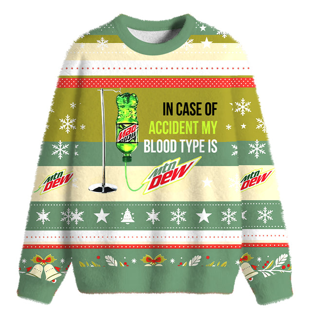 Uglysweatershops In case of accident Fuzzy Christmas Ugly Sweatshirt