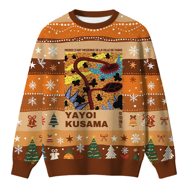 Uglysweatershops Dotted Art Flower Christmas Ugly Sweater
