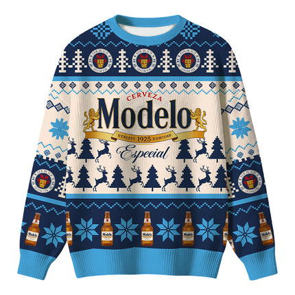 Uglysweatershops Retro Cerveza Winter Scene Christmas Ugly Sweater