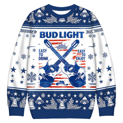 Uglysweatershops Vintage Cross Acoustic Guitar Country Christmas Ugly Sweatshirt