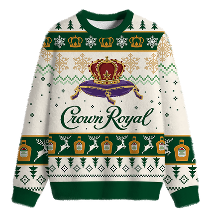 Uglysweatershops Snowflake Deer Fuzzy Christmas Ugly Sweatshirt