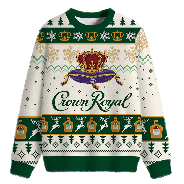 Uglysweatershops Snowflake Deer Fuzzy Christmas Ugly Sweatshirt