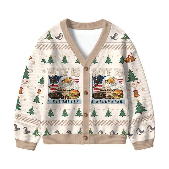 Uglysweatershops WTF Is A Kilometer Meme Kids Ugly Cardigan Sweater
