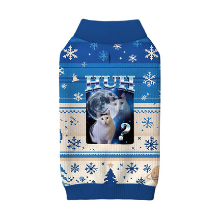 Uglysweatershops Huh Cat Funny Dank Meme Moon Dog & Cat Pet Sweater