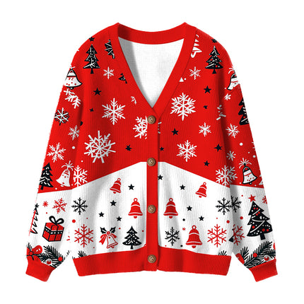 Uglysweatershops Holding Head of Medusa Smoking Ugly Cardigan Sweater
