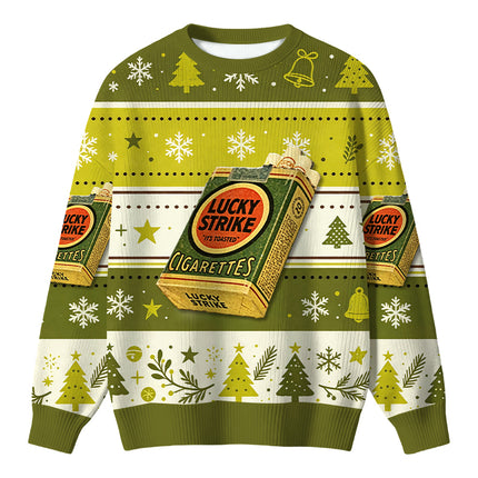 Uglysweatershops Vintage Green Cigarettes Christmas Ugly Sweater