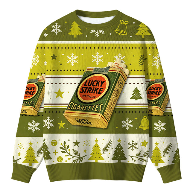 Uglysweatershops Vintage Green Cigarettes Christmas Ugly Sweater
