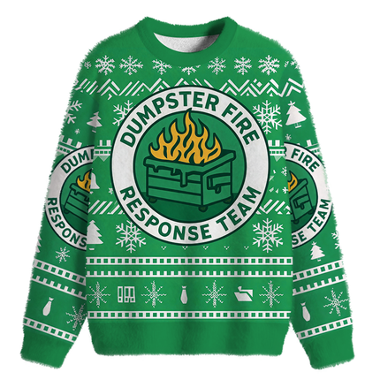 Uglysweatershops Dumpster Fire Response Team Fuzzy Christmas Ugly Sweatshirt