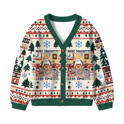 Uglysweatershops More Spaghetti Less Upsetti Kids Ugly Cardigan Sweater